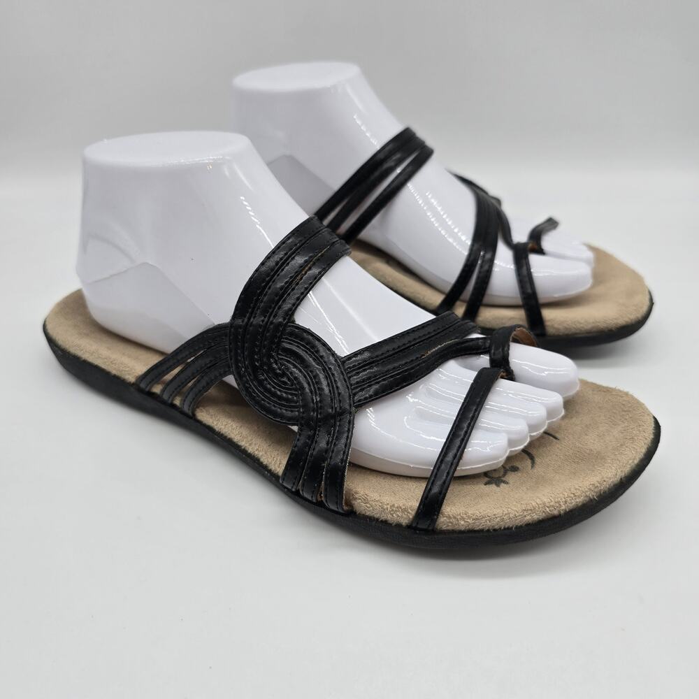 Ingaro Janice Slip on Strappy Swirl Sandals Casual Chic Comfort Black Size 10M